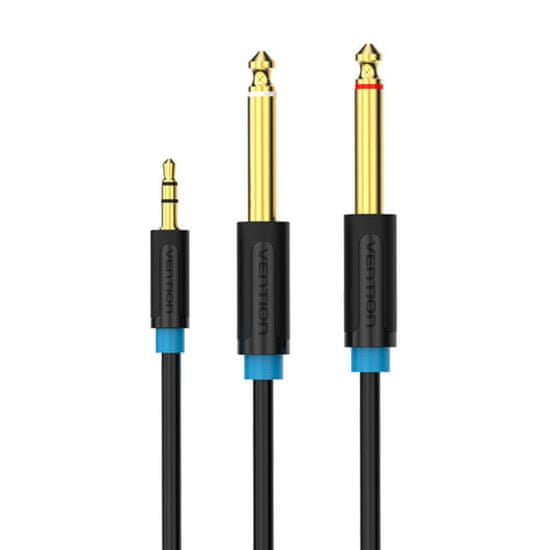 Vention BACBD Moški TRS 3,5 mm do 2x moški 6,35 mm avdio kabel 0,5 m črn