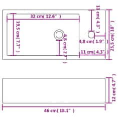 Vidaxl Pravokotni umivalnik keramika bele barve 46x25,5x12 cm