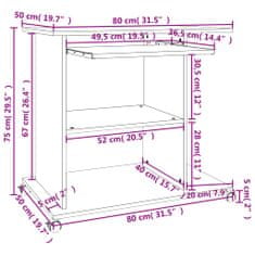 Vidaxl Računalniška miza betonsko siva 80x50x75 cm iverna plošča