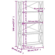 Vidaxl Regal 5-nadstropni 80x30x146 cm trdna hrastovina