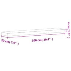 Vidaxl Stenska polica 100x20x4 cm trdna bukovina