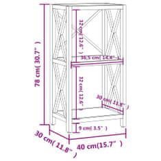 Vidaxl Regal 3-nadstropni 40x30x78 cm trdna hrastovina