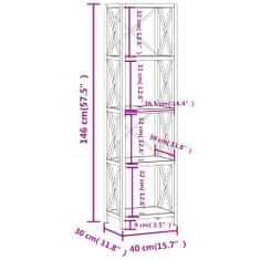 Vidaxl Regal 5-nadstropni 40x30x146 cm trdna hrastovina