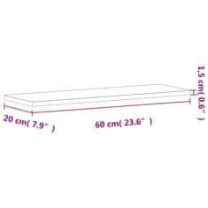 Vidaxl Stenska polica 60x20x1,5 cm trdna bukovina