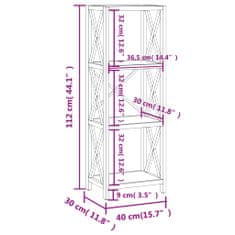 Vidaxl Regal 4-nadstropni 40x30x112 cm trdna hrastovina
