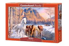 WOWO Sestavljanka Konji v zimski pokrajini - CASTORLAND Puzzle Winter Melt, 500 kosov, za otroke 9+ let