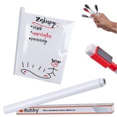 WOWO Samolepilna izbrisljiva tabla z markerji - Erasable Self-adhesive Table 45x200cm with markers - Dry Erase