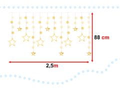 WOWO Zvezde LED zavese - 2,5 m zvezde LED zavese s 138 toplo belimi lučmi in 8 načini osvetlitve