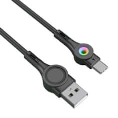 Foneng kabel usb za usb-c foneng x59, led, 3a, 1m (črn)