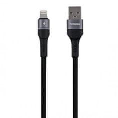 Foneng Kabel USB za Lightning Foneng X79, LED, pleten, 3A, 1m (črn)