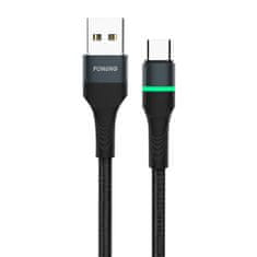 Foneng kabel usb za usb-c foneng x79, led, najlonski oplet, 66W, 1m (črn)