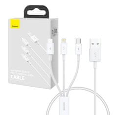 BASEUS baseus superior data usb do m+l+c kabel za hitro polnjenje 3.5a 0.5m (bela)