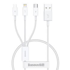 BASEUS baseus superior data usb do m+l+c kabel za hitro polnjenje 3.5a 0.5m (bela)