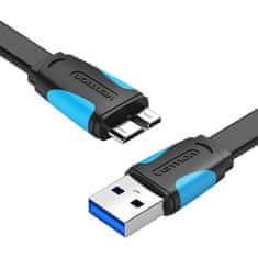 Vention Ploščati kabel USB 3.0 A do Micro-B Vention VAS-A12-B050 0,5 m črn