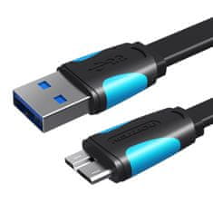 Vention Ploščati kabel USB 3.0 A do Micro-B Vention VAS-A12-B100 1m črn