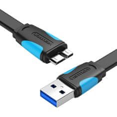 Vention Ploščati kabel USB 3.0 A do Micro-B Vention VAS-A12-B100 1m črn