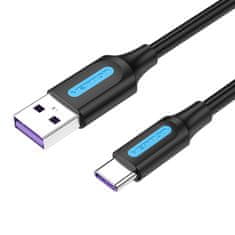 Vention kabel usb 2.0 a do usb-c 5a vention corbf 1m črn pvc