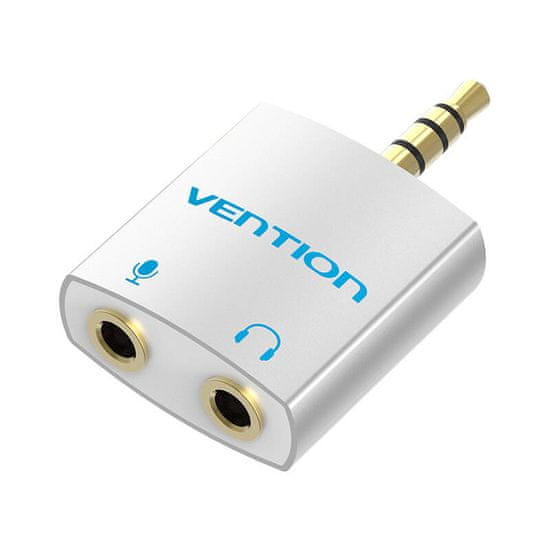 Vention vention avdio adapter bdbw0 4-pin 3,5 mm moški do 2x 3,5 mm ženski 0,25 m srebrn