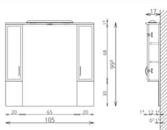 TBoss Ogledalo z dvema omaricama Classic 105 cm šampanj