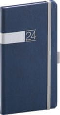 Dnevnik 2024: Krov - modra in srebrna barva, žep, 9 × 15,5 cm