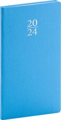 Dnevnik 2024: Capys - modra barva, žepek, 9 × 15,5 cm