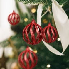 Family Komplet okraskov za božično drevo - bleščeča rdeča dekoracija iz kroglic - 7 cm - 6 kos