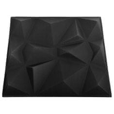 Vidaxl 3D stenski paneli 48 kosov 50x50 cm diamantno črni 12 m²