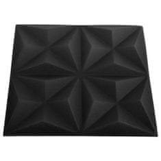 Vidaxl 3D stenski paneli 48 kosov 50x50 cm origami črni 12 m²