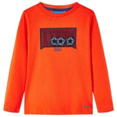 Vidaxl Otroška majica z dolgimi rokavi živo oranžna 128