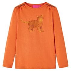 Vidaxl Otroška majica z dolgimi rokavi žgano oranžna 128