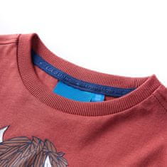 Vidaxl Otroška majica z dolgimi rokavi žgano rdeča 116