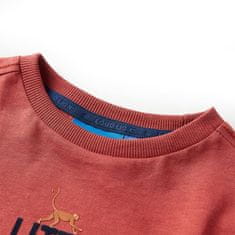 Vidaxl Otroška majica z dolgimi rokavi žgano rdeča 128