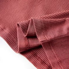 Vidaxl Otroška majica z dolgimi rokavi visoki ovratnik žgano rdeča 128