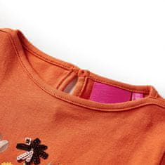 Vidaxl Otroška majica z dolgimi rokavi žgano oranžna 140