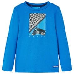 Vidaxl Otroška majica z dolgimi rokavi kobaltno modra 128