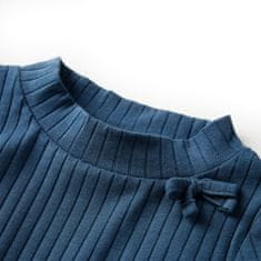 Vidaxl Otroška majica z dolgimi rokavi rebrasta pletenina mornarsko modra 104