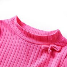 Vidaxl Otroška majica z dolgimi rokavi rebrasta pletenina živo roza 140
