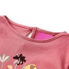 Vidaxl Otroška majica z dolgimi rokavi starinsko roza 140