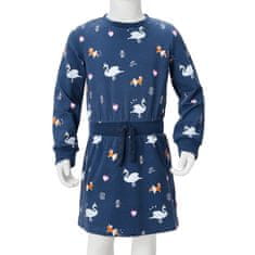 Greatstore Otroška obleka z dolgimi rokavi mornarsko modra 116