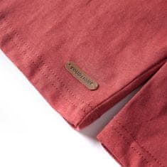 Vidaxl Otroška majica z dolgimi rokavi žgano rdeča 104