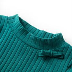Vidaxl Otroška majica z dolgimi rokavi rebrasta pletenina temno zelena 128