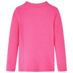 Vidaxl Otroška majica z dolgimi rokavi rebrasta pletenina živo roza 128