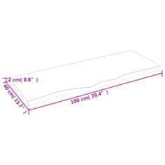 Vidaxl Stenska polica temno rjava 100x40x2 cm trdna hrastovina