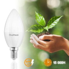 LUMILED 6x LED žarnica E14 B35 5W = 40W 470lm 3000K Toplo bela 180° 