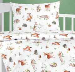 Otroška posteljnina iz bombaža Agata - 90x135, 45x60 cm - Žival v gozdu