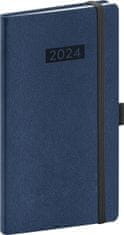 Dnevnik 2024: Diario - temno modra barva, žep, 9 × 15,5 cm