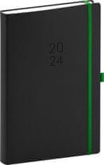 Dnevnik 2024: Nox - črna/zelena, dnevno, 15 × 21 cm