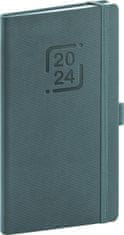 Dnevnik 2024: Catanella - modro-siva, žepek, 9 × 15,5 cm