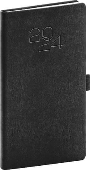Dnevnik 2024: Vivella Classic - antracit, žepek, 9 × 15,5 cm