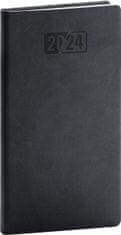 Dnevnik 2024: Aprint - črn, žepek, 9 × 15,5 cm